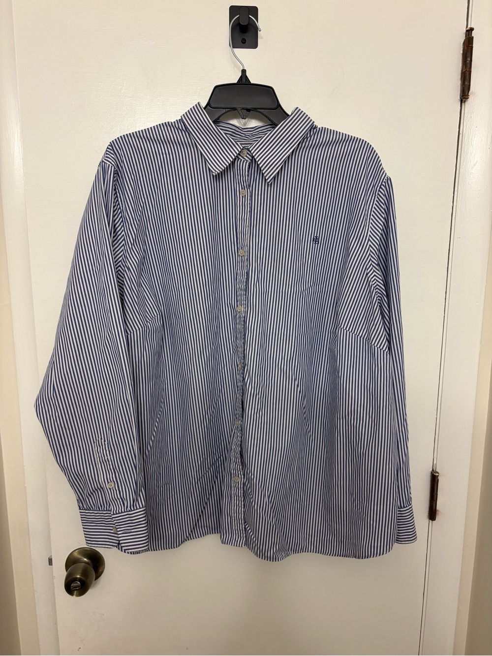 Lauren Ralph Lauren 3X Striped Non-Iron Button Down Shirt Blue White Plus Size